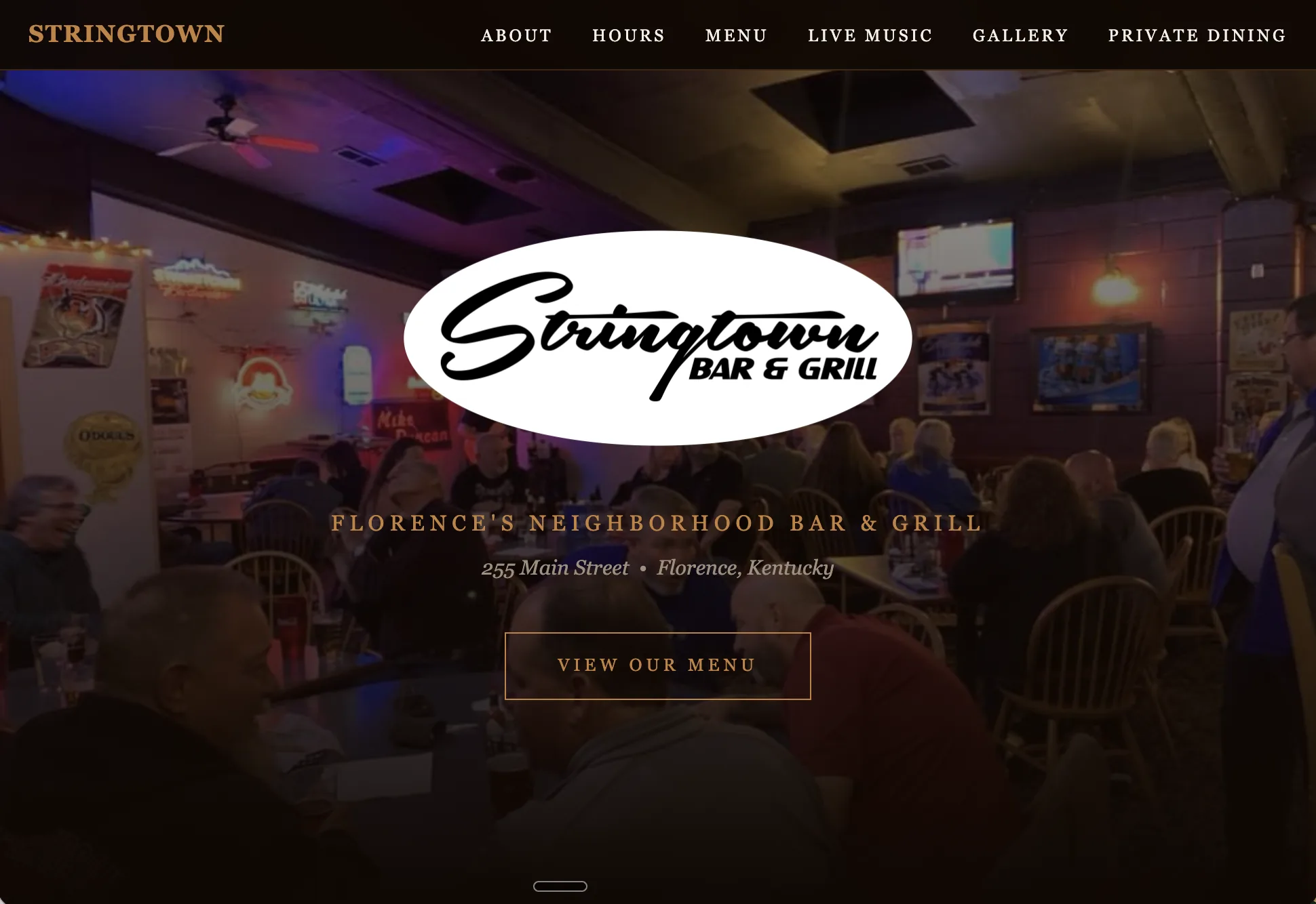 Stringtown Bar and Grill website
